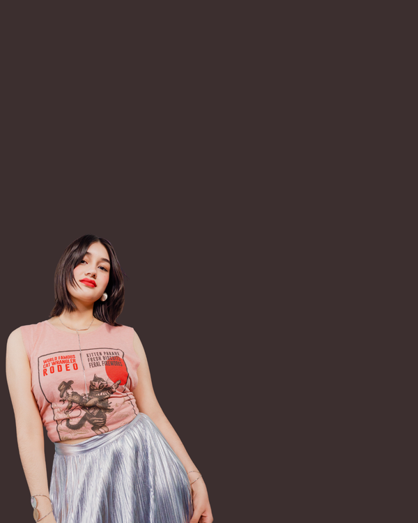 Girl in a pink cat wrangler tank