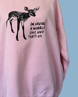 Handmade: Wobbly Day Deer Unisex Sweatshirt