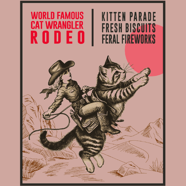 Cat Wrangler Rodeo Artwork for Women's Festival Tank in Desert Pink