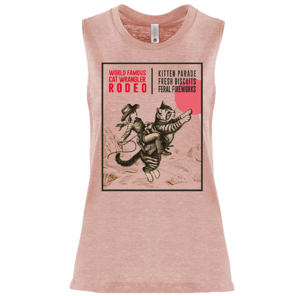 Cat Wrangler Rodeo Women's Festival Tank in Desert Pink