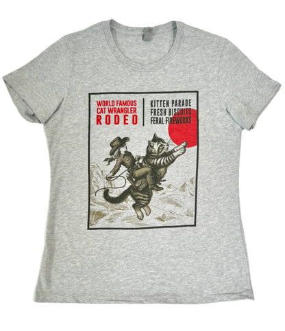 Cat Wrangler Rodeo Womens Tee in Large